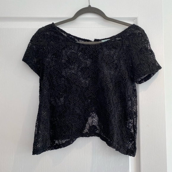 Kimchi Blue black lace crop top - Picture 1 of 3